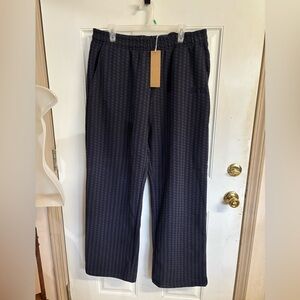 NWT XXL Acta Halle Straight leg navy blue houndstooth sweatpants.